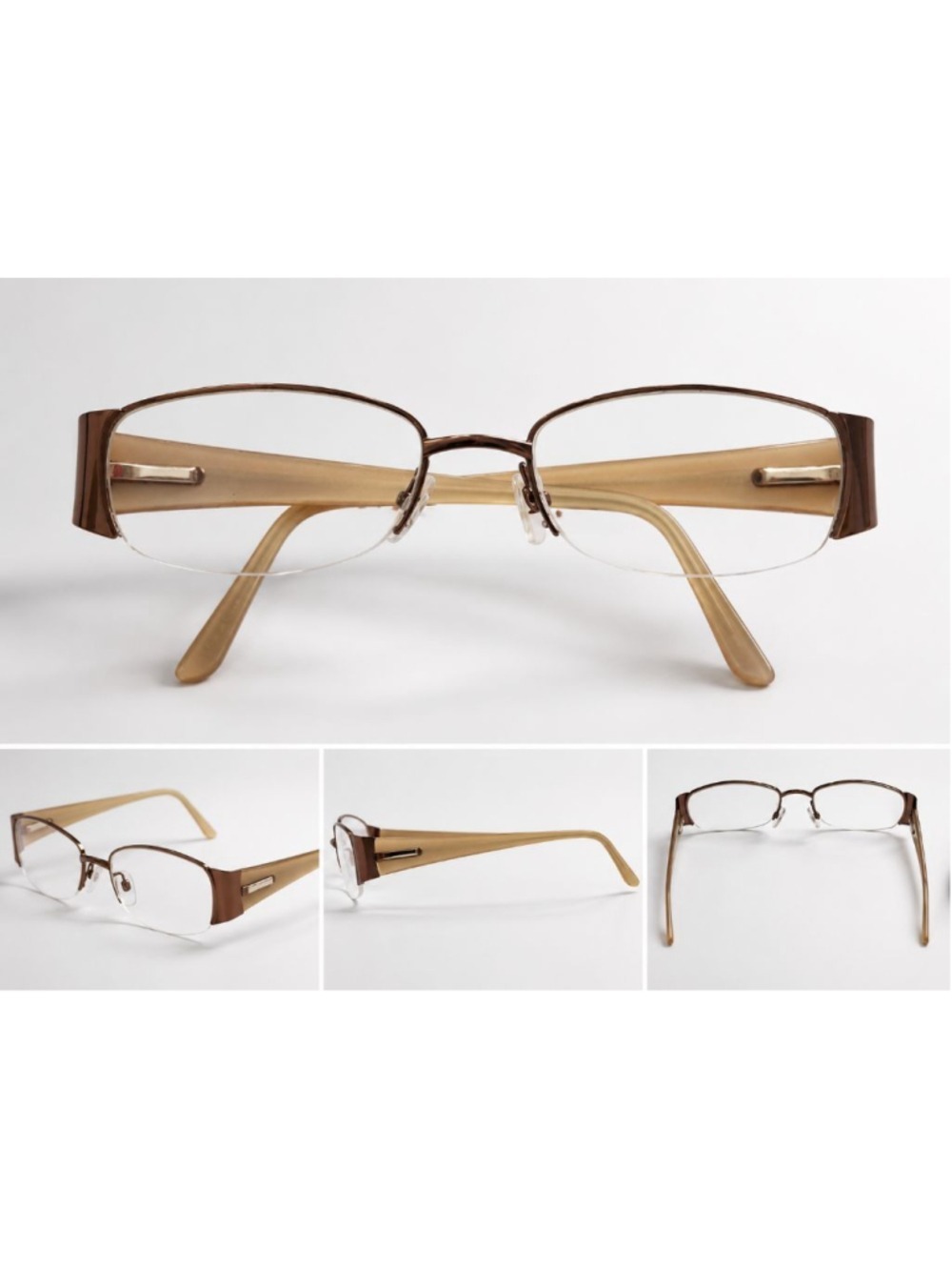 Unbranded +1.50 Reading Glasses Brown Semi Rimless Rectangle 50-18-135